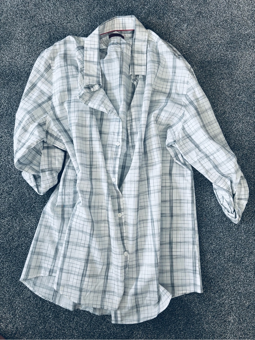 Alfani White & Black  Plaid Button-Down Shirt | XXL